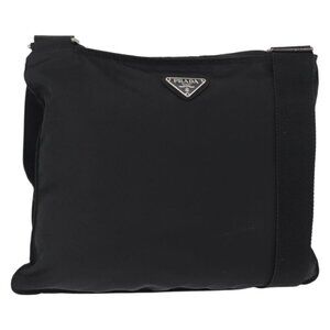 Authentic PRADA Shoulder Bag Nylon Black Silver